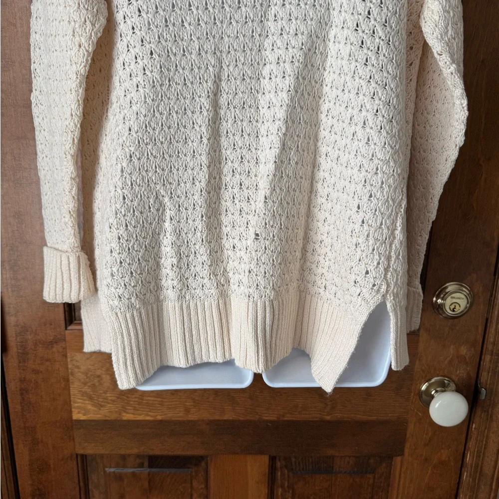 LOFT Cream Open-Front Sweater Medium